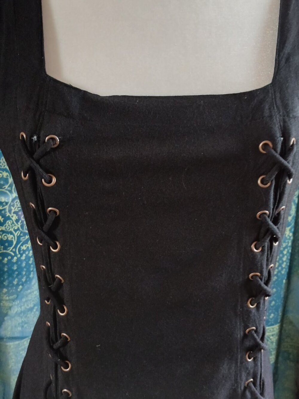 Goth Witchy Black Autumn Rennaisance Dress - Picture 3 of 9